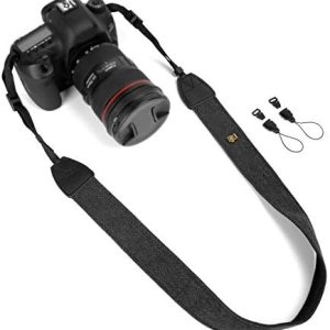 WANBY Camera Strap Black Canvas Neck Shoulder Strap with Quick Release Buckles for DSLR SLR